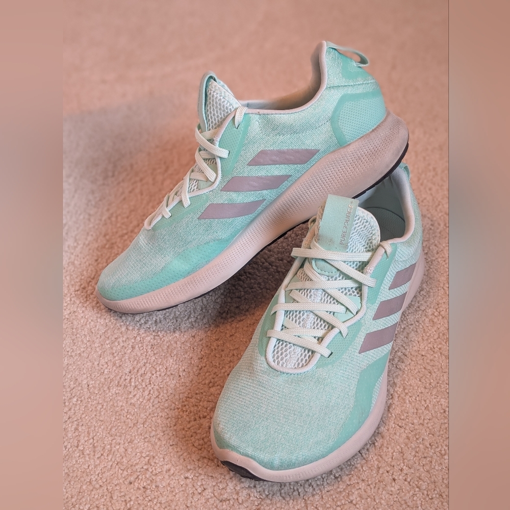 Adidas Women's Light Green and Gray Sneakers - Picture 2 of 11